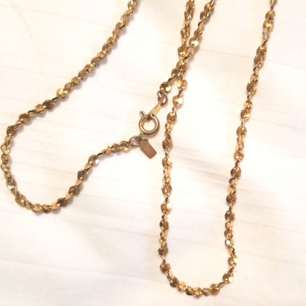 Vintage M Gold Twist Chain Necklace